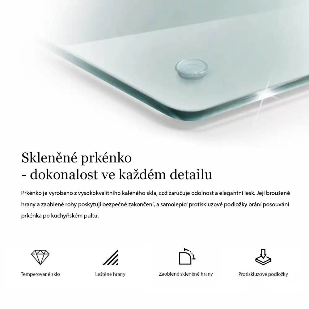 Skleněné krájecí prkénko hexagonální transparentní
