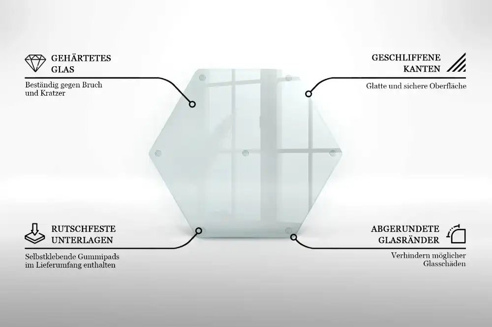Skleněné krájecí prkénko hexagonální transparentní