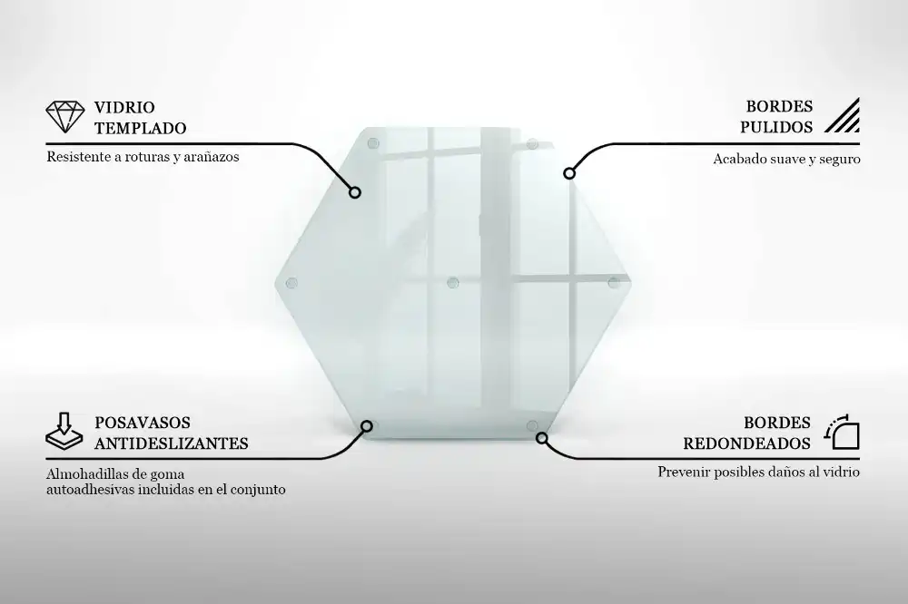 Skleněné krájecí prkénko hexagonální transparentní