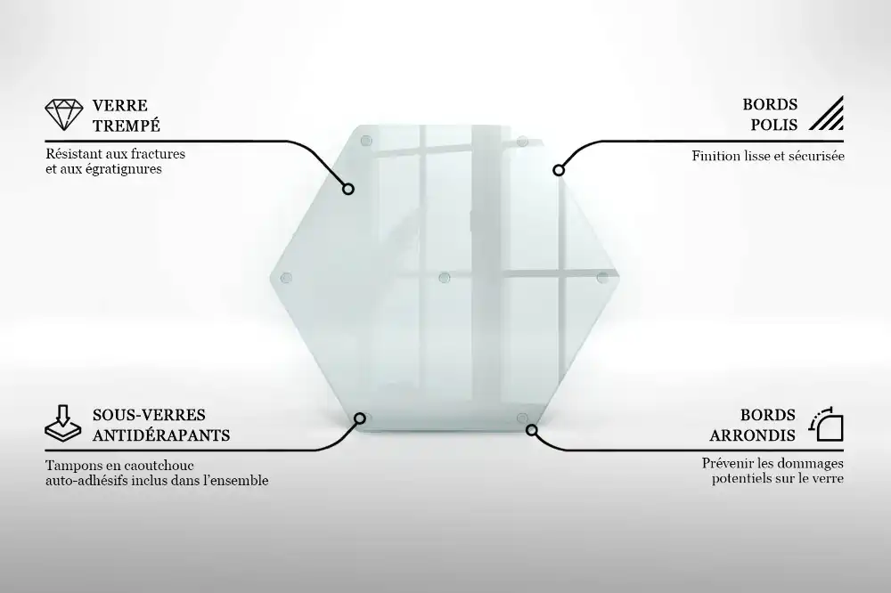 Skleněné krájecí prkénko hexagonální transparentní
