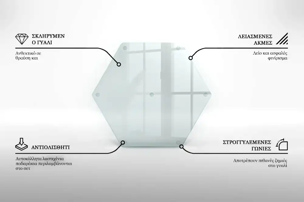 Skleněné krájecí prkénko hexagonální transparentní