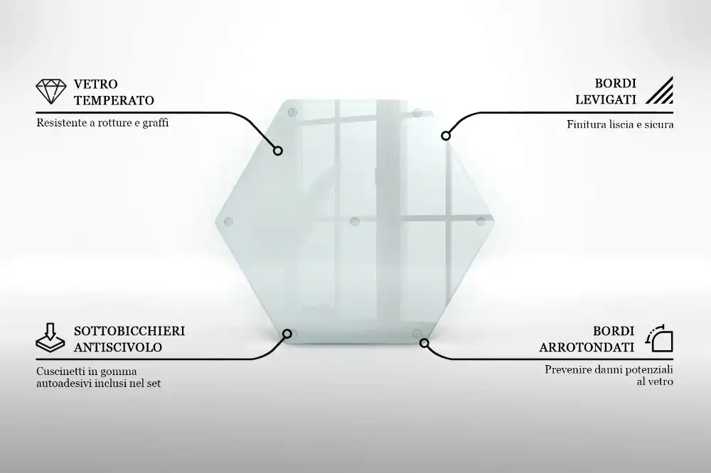 Skleněné krájecí prkénko hexagonální transparentní