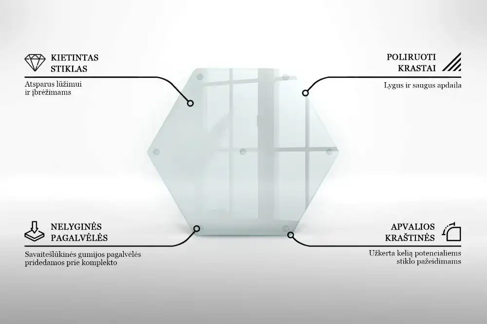 Skleněné krájecí prkénko hexagonální transparentní
