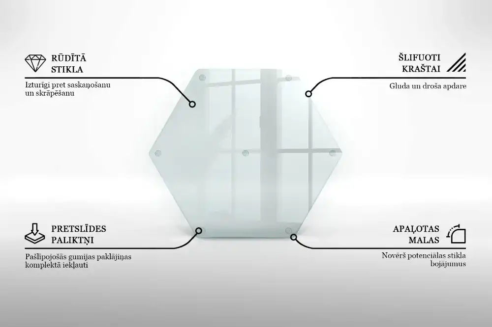 Skleněné krájecí prkénko hexagonální transparentní