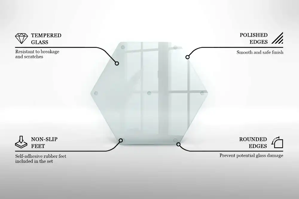 Skleněné krájecí prkénko hexagonální transparentní