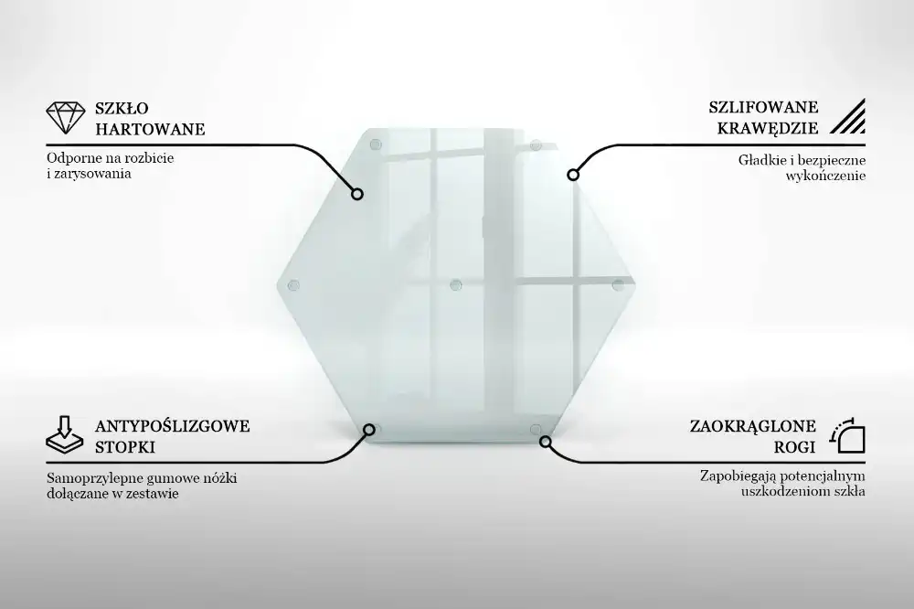 Skleněné krájecí prkénko hexagonální transparentní