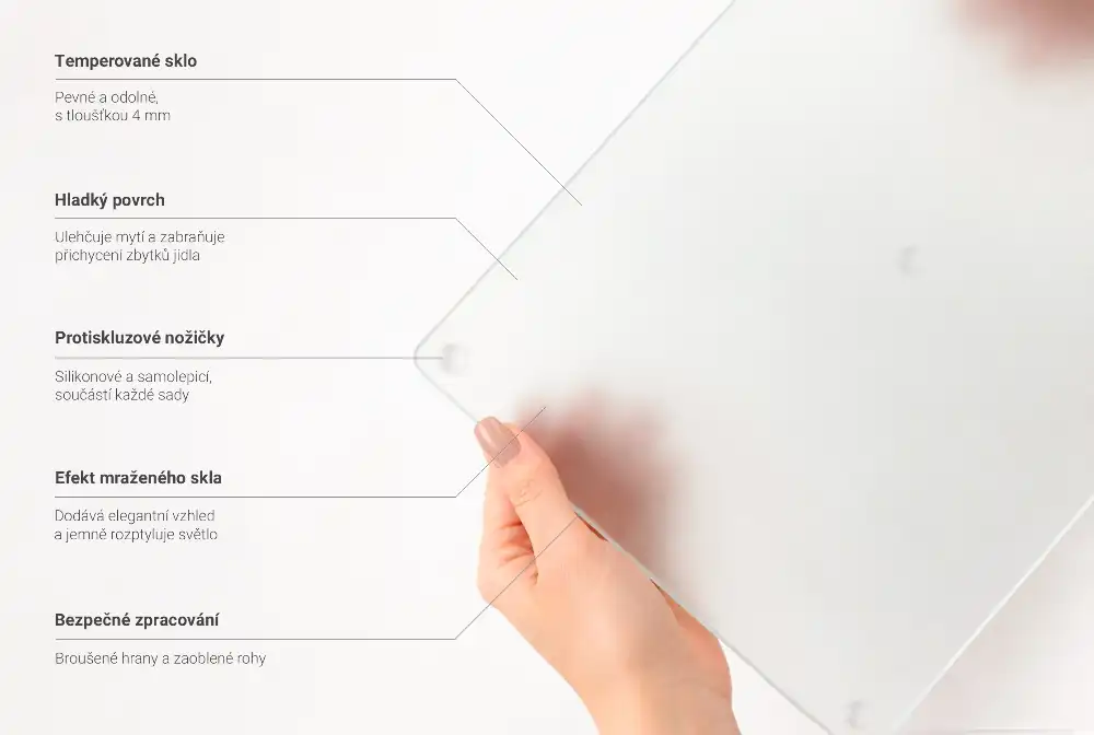 Kulatá polotransparentní skleněná krájecí deska