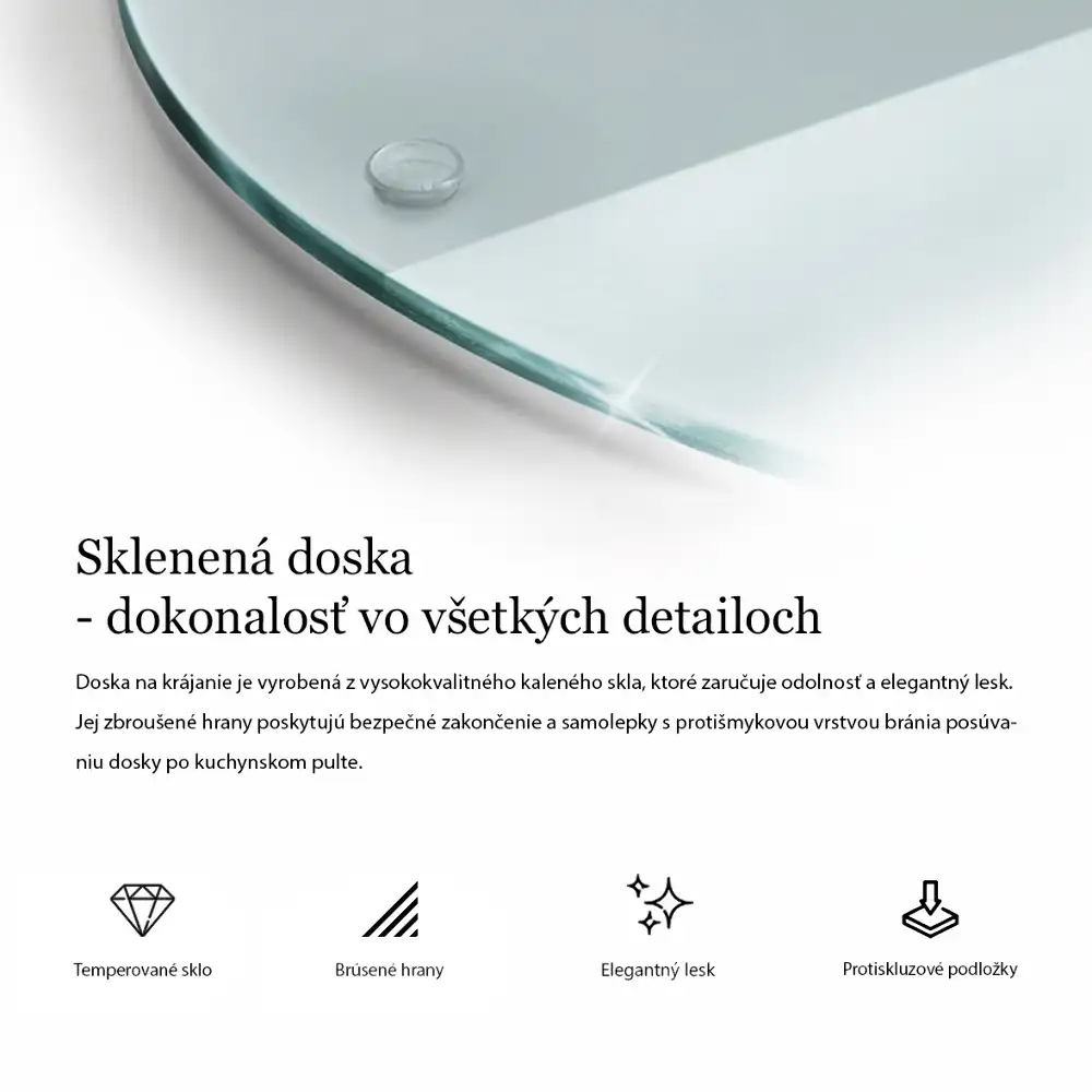 Kulaté průsvitné skleněné krájecí prkénko