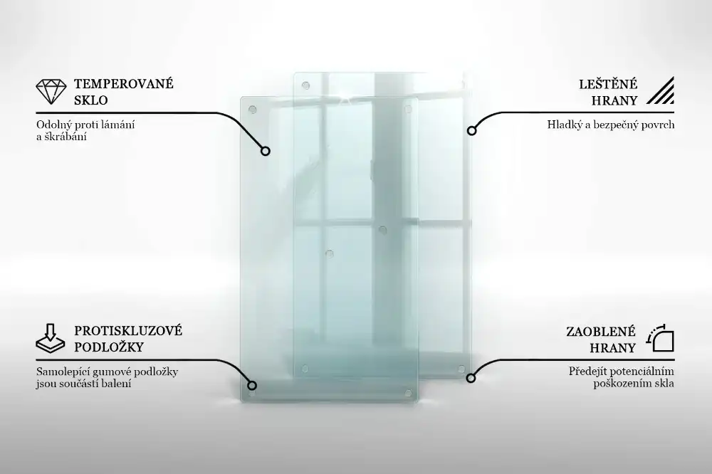 Dvojitá skleněná krájecí deska transparentní