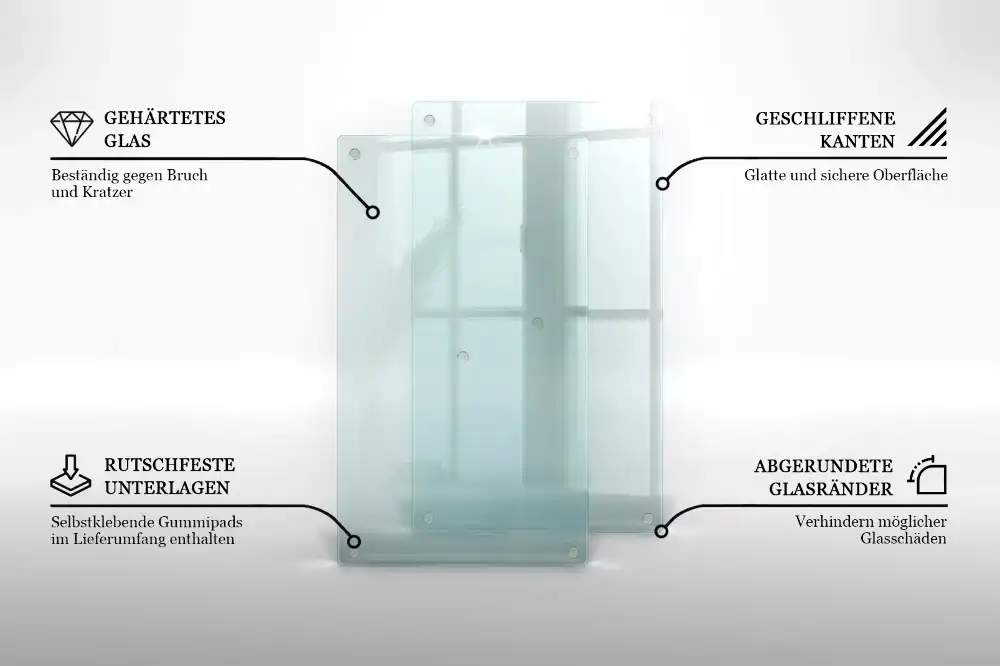 Dvojitá skleněná krájecí deska transparentní