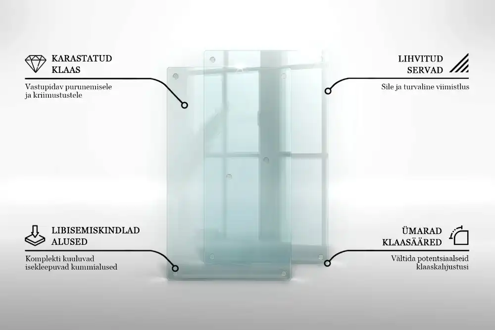 Dvojitá skleněná krájecí deska transparentní
