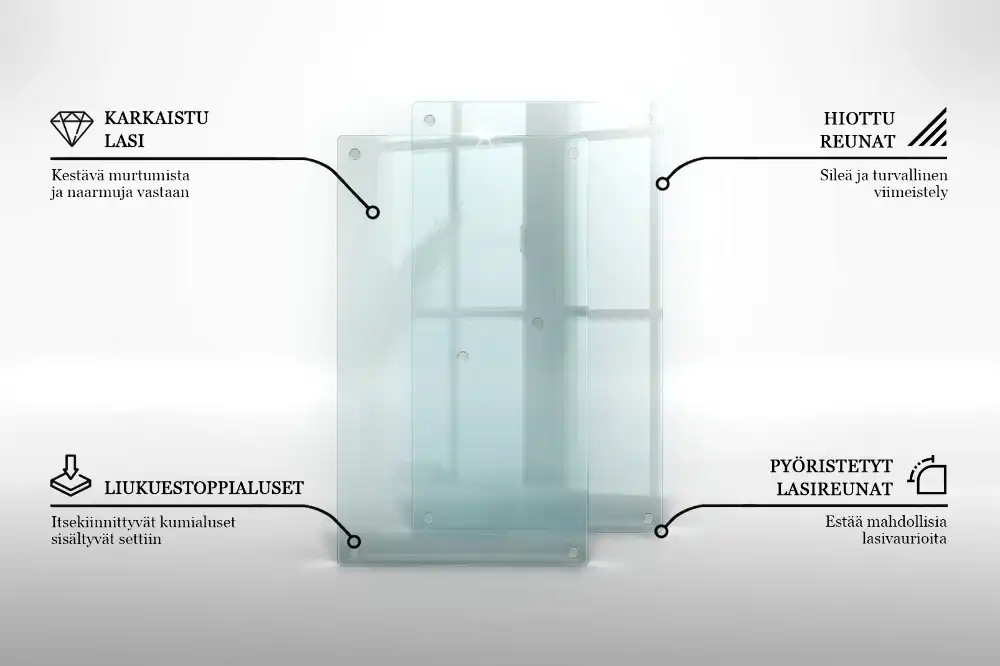 Dvojitá skleněná krájecí deska transparentní