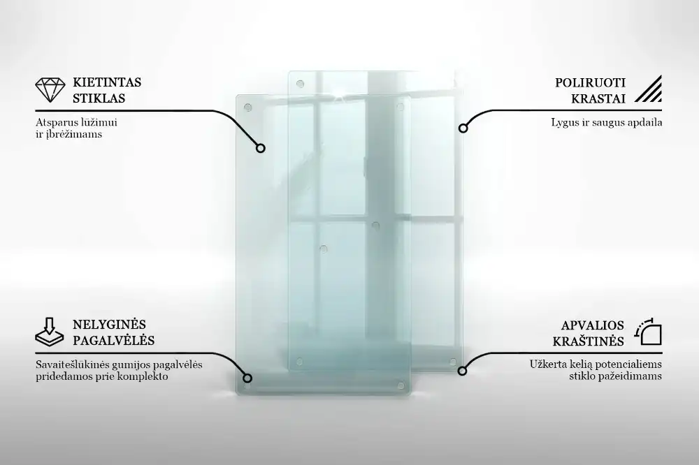 Dvojitá skleněná krájecí deska transparentní