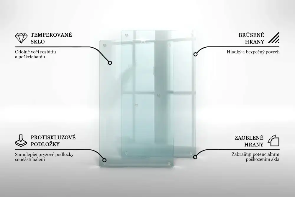 Dvojitá skleněná krájecí deska transparentní