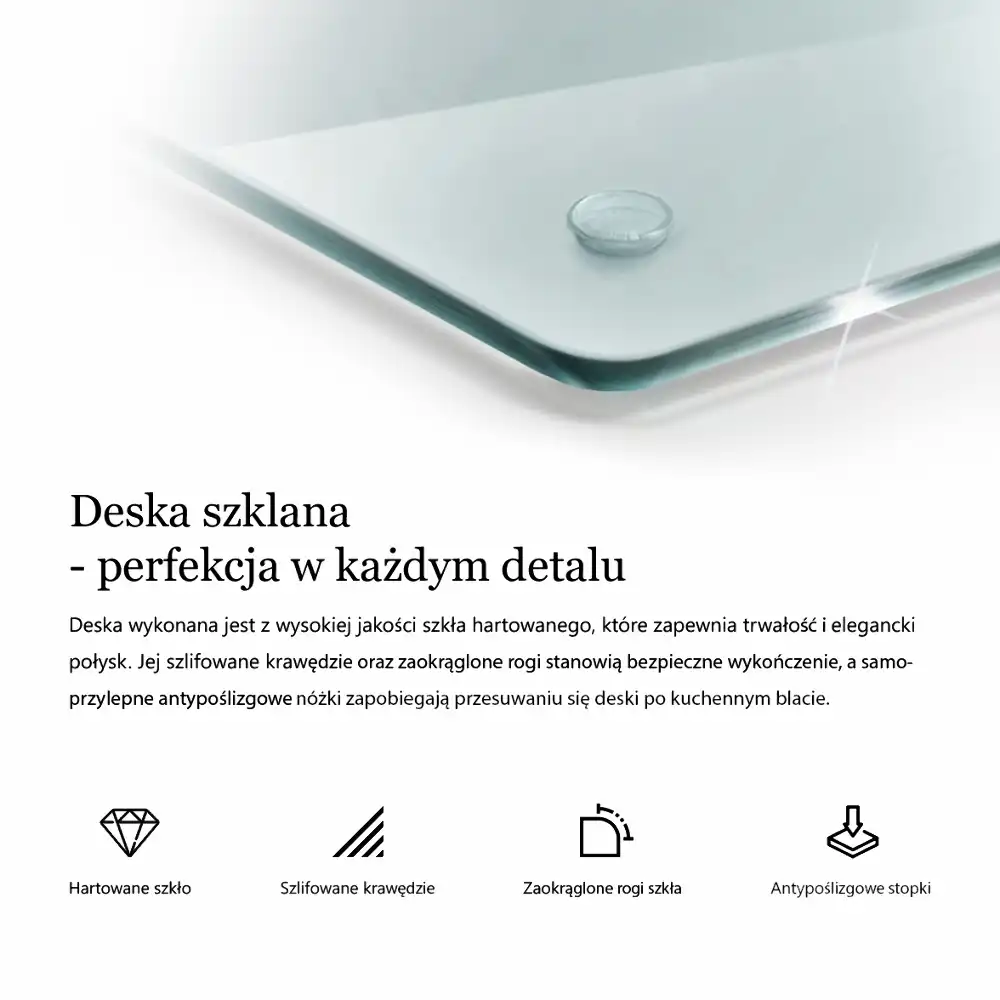 Obdélníková kuchyňská deska z transparentního skla