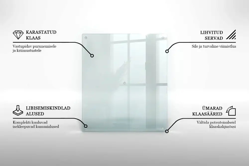 Obdélníková kuchyňská deska z transparentního skla