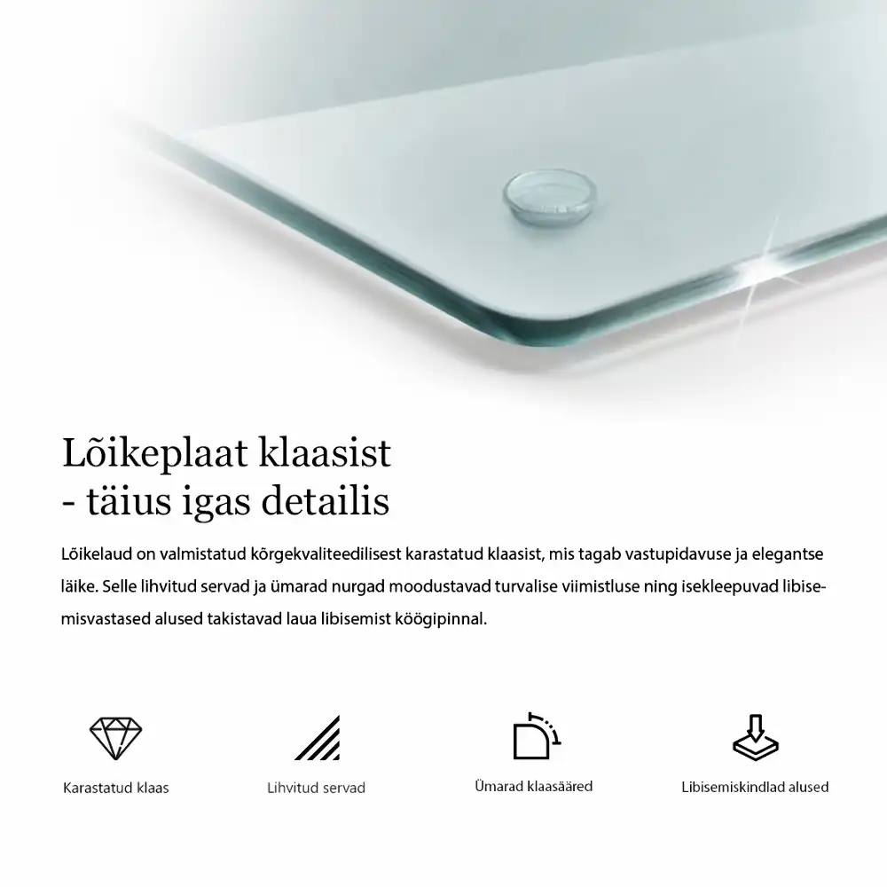 Obdélníková kuchyňská deska z transparentního skla