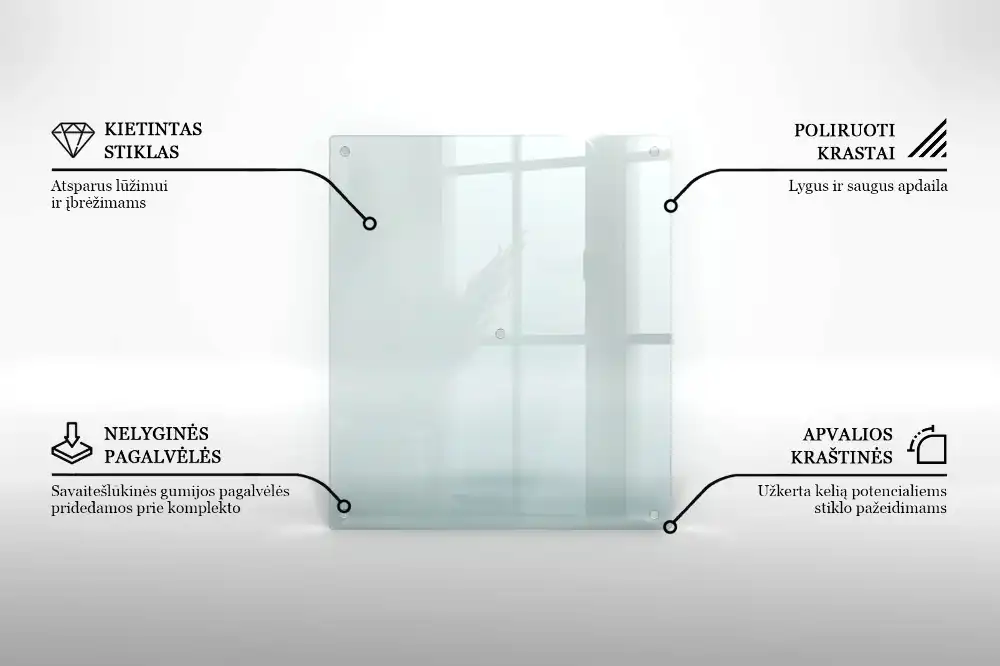 Obdélníková kuchyňská deska z transparentního skla
