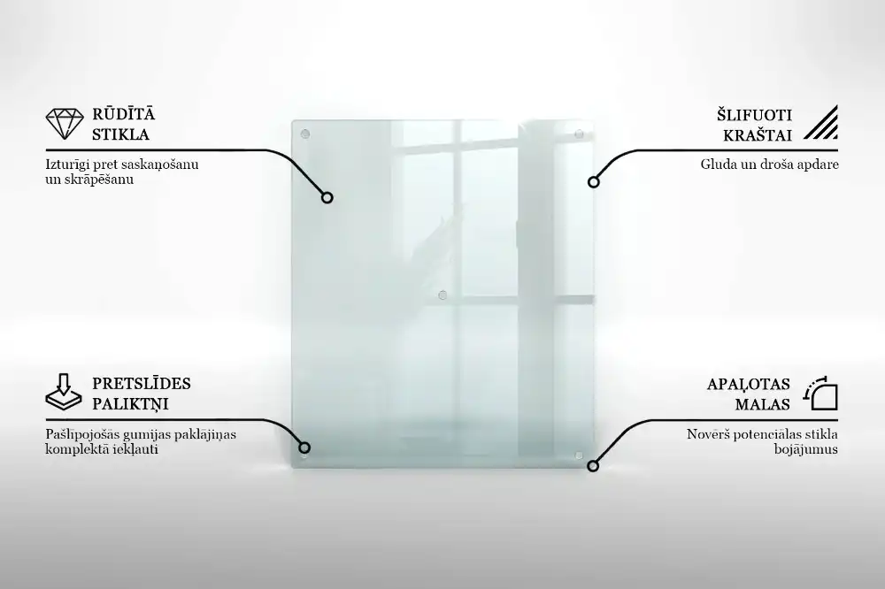 Obdélníková kuchyňská deska z transparentního skla