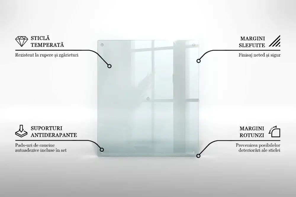 Obdélníková kuchyňská deska z transparentního skla