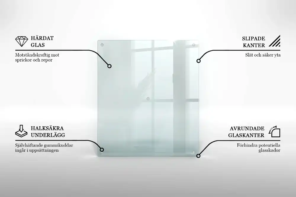 Obdélníková kuchyňská deska z transparentního skla