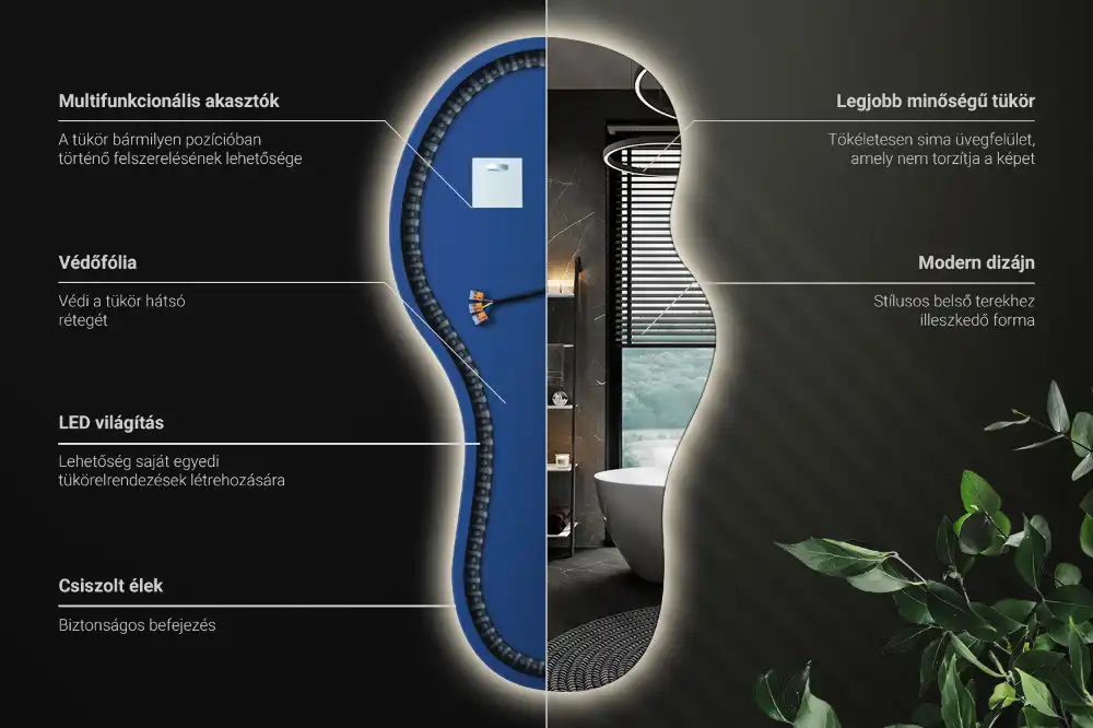 Moderní organické nástěnné zrcadlo s LED osvětlením