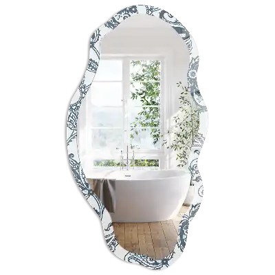 Nepravidelné zrcadlo s potiskem elegantní ornamenty