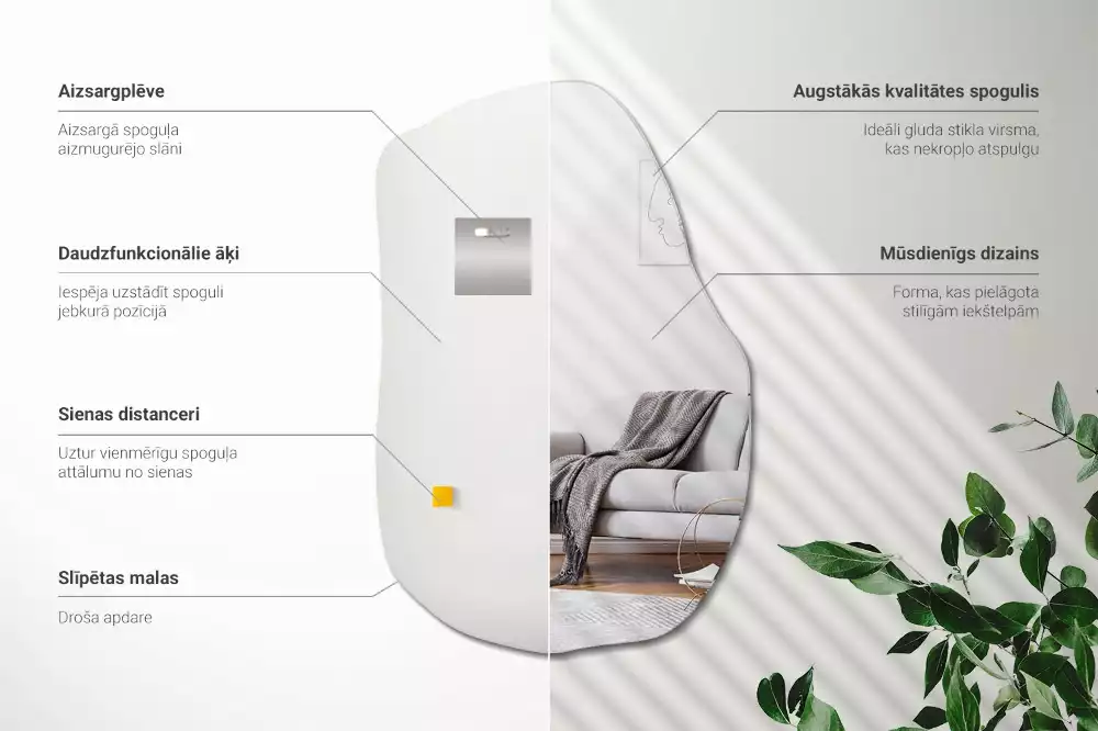 Nesymetrické závěsné zrcadlo jako elegantní řešení