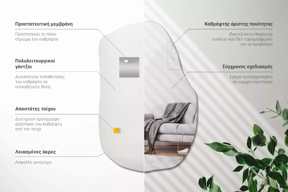 Nesymetrické závěsné zrcadlo jako elegantní řešení