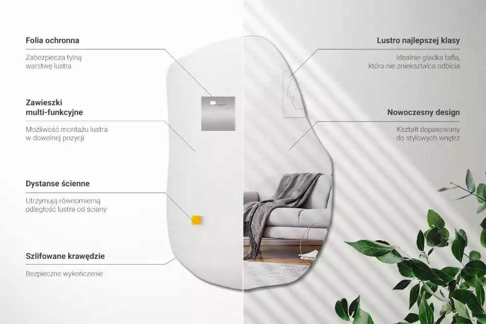 Nesymetrické závěsné zrcadlo jako elegantní řešení