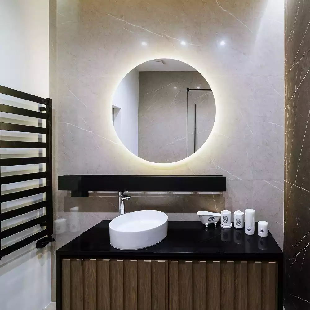 Kulové zrcadlo s LED osvětlením v dekorativním stylu