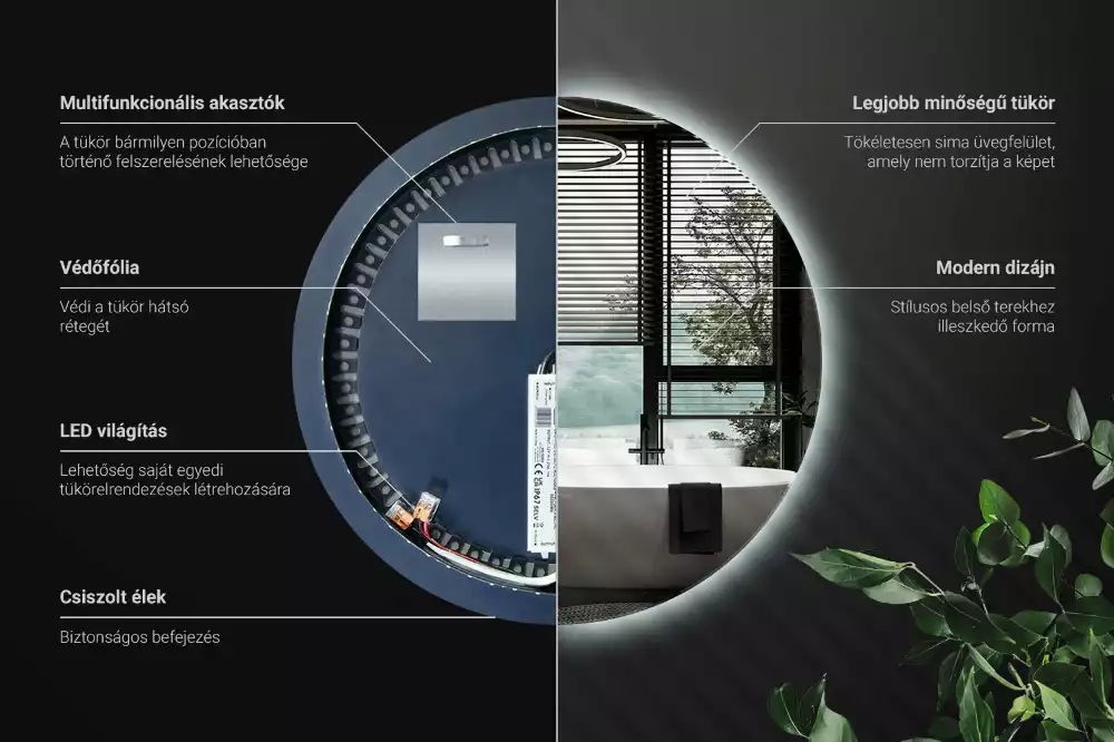 Kulové zrcadlo s LED osvětlením v dekorativním stylu
