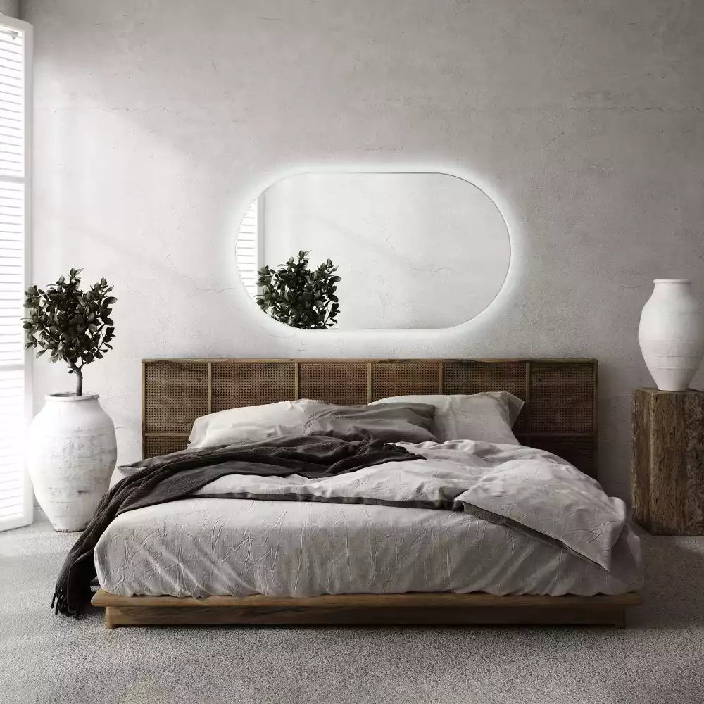 LED oválné zrcadlo elegantní nástěnné