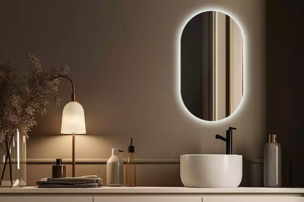 LED oválné zrcadlo elegantní nástěnné