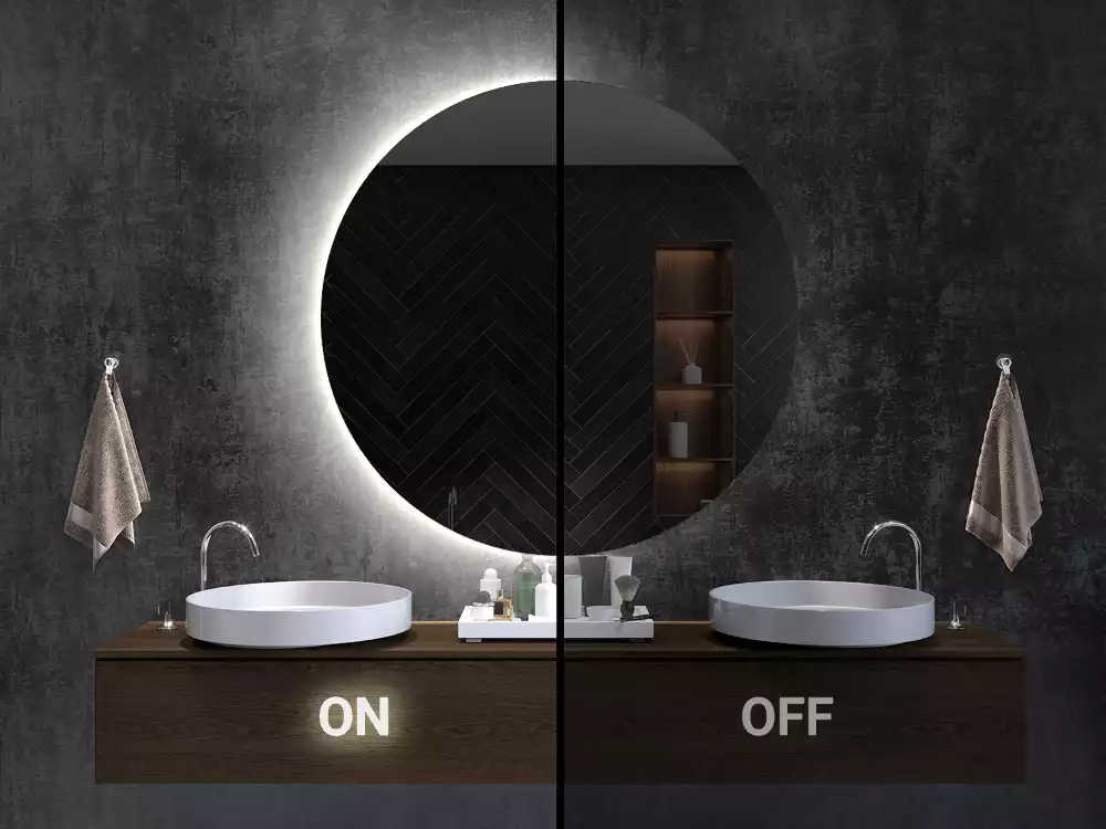 LED oválné zrcadlo elegantní nástěnné