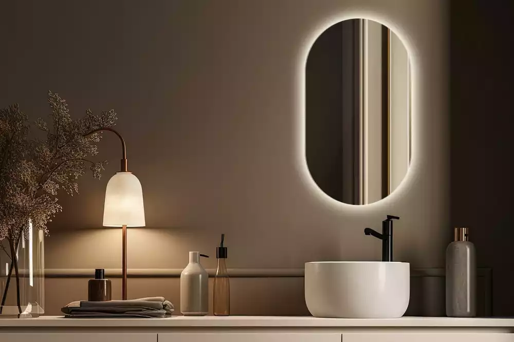 LED oválné zrcadlo elegantní nástěnné