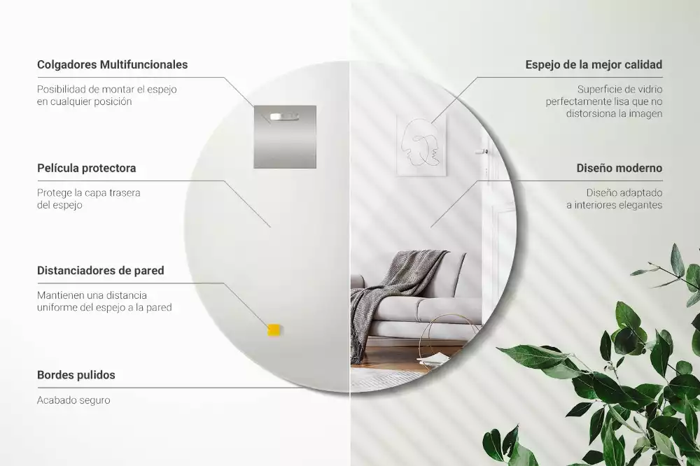 Kulaté zrcadlo na zeď s univerzálním designem
