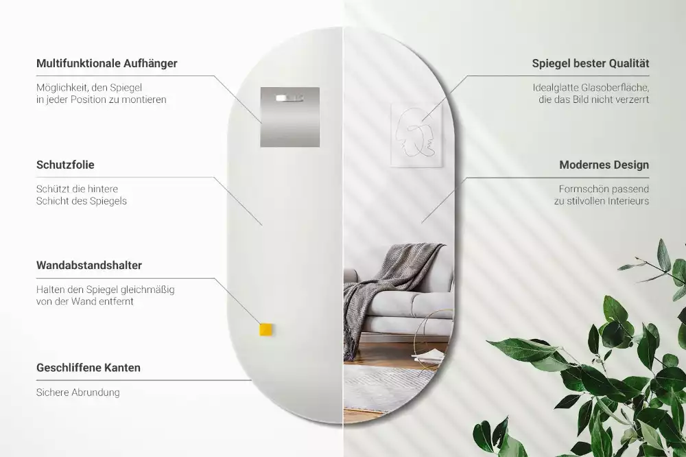 Oválné zrcadlo jako elegantní nástěnná dekorace