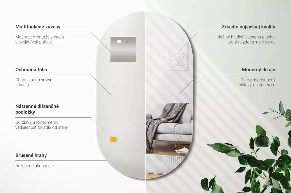Oválné zrcadlo jako elegantní nástěnná dekorace