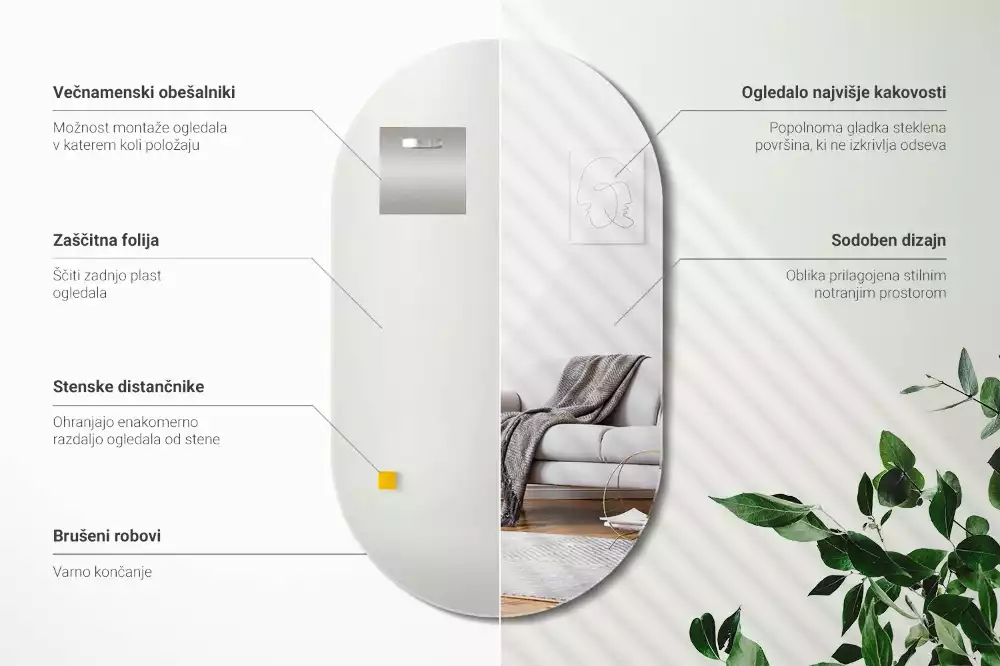 Oválné zrcadlo jako elegantní nástěnná dekorace