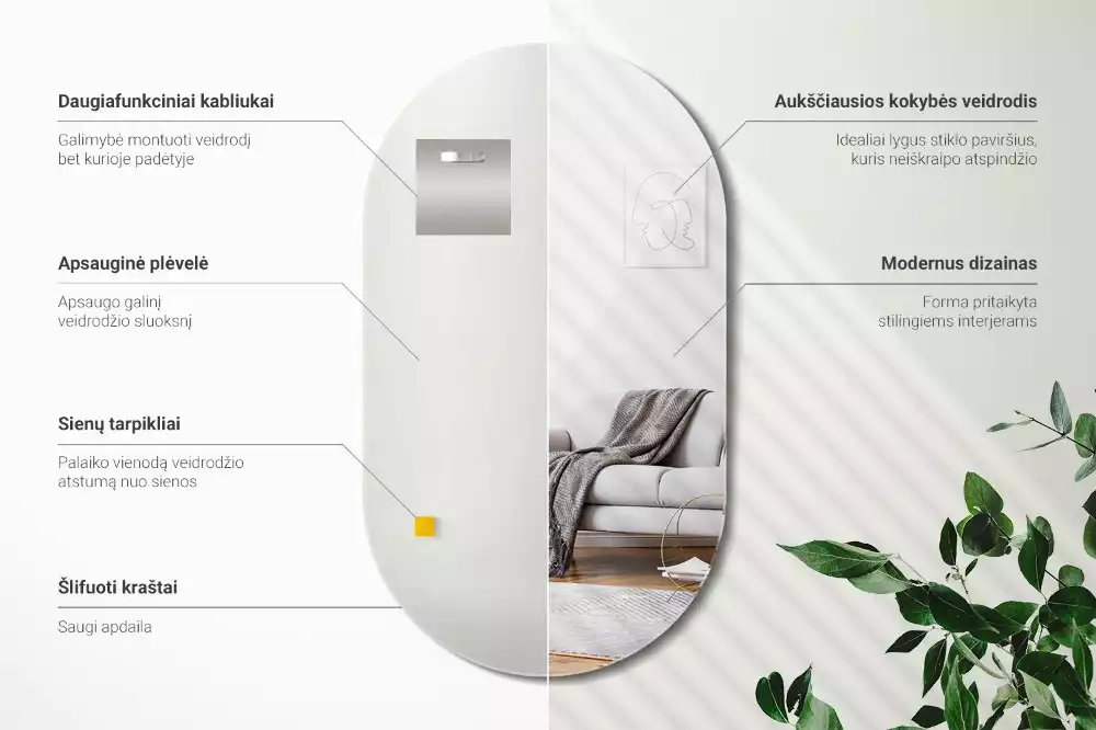 Oválné zrcadlo jako elegantní nástěnná dekorace