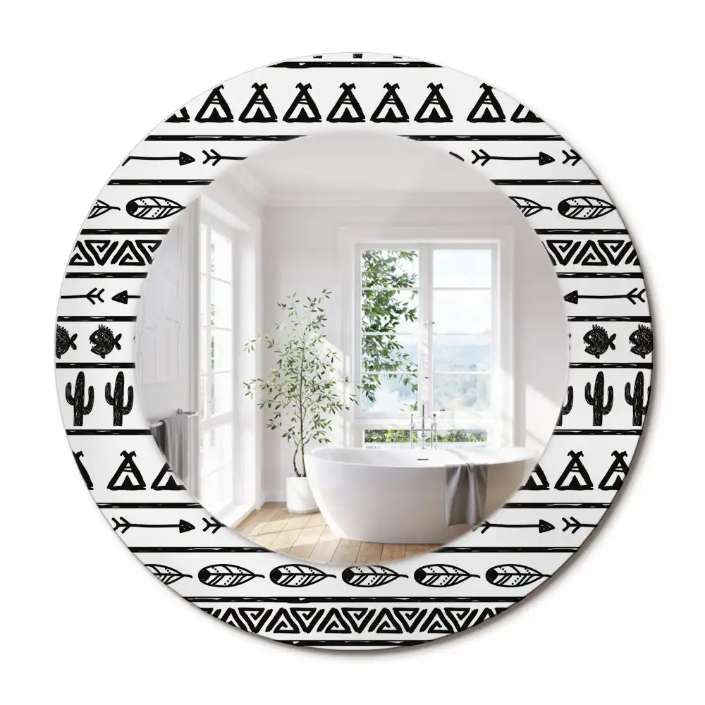 Kulaté dekorační zrcadlo na zeď minimalistické boho