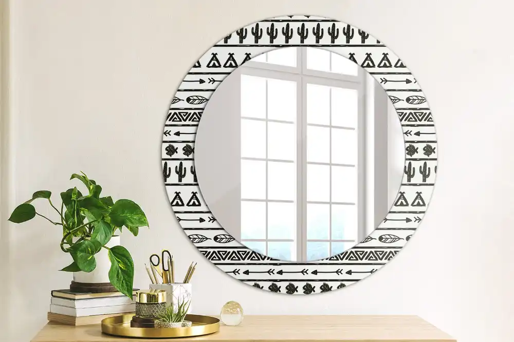 Kulaté dekorační zrcadlo na zeď minimalistické boho