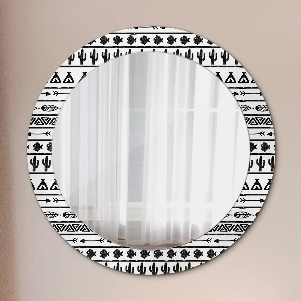 Kulaté dekorační zrcadlo na zeď minimalistické boho