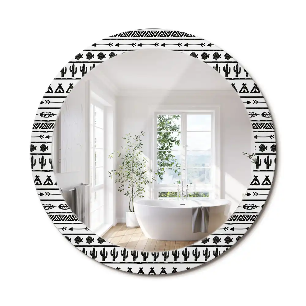 Kulaté dekorační zrcadlo na zeď minimalistické boho