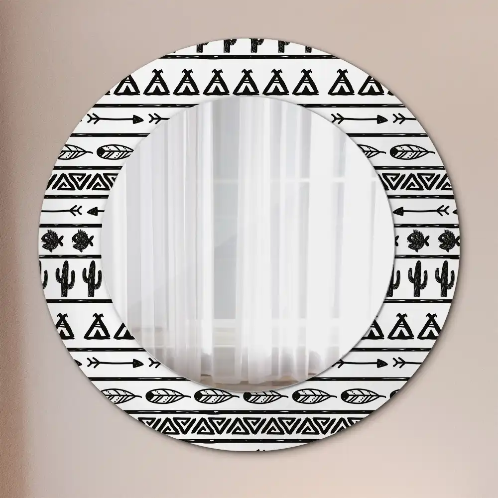 Kulaté dekorační zrcadlo na zeď minimalistické boho