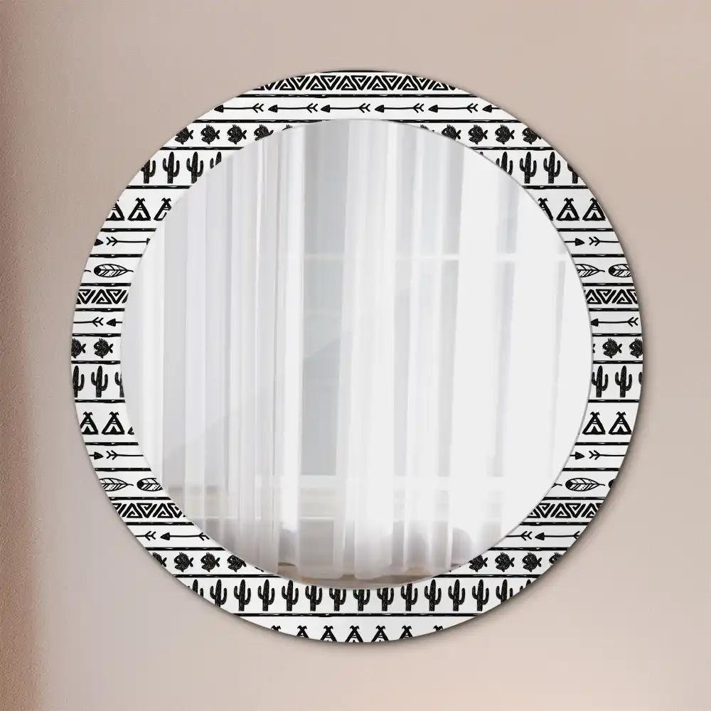 Kulaté dekorační zrcadlo na zeď minimalistické boho