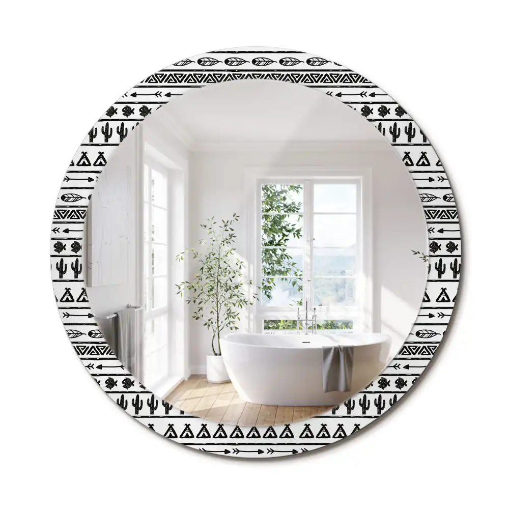 Kulaté dekorační zrcadlo na zeď minimalistické boho