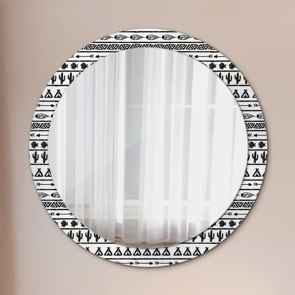 Kulaté dekorační zrcadlo na zeď minimalistické boho