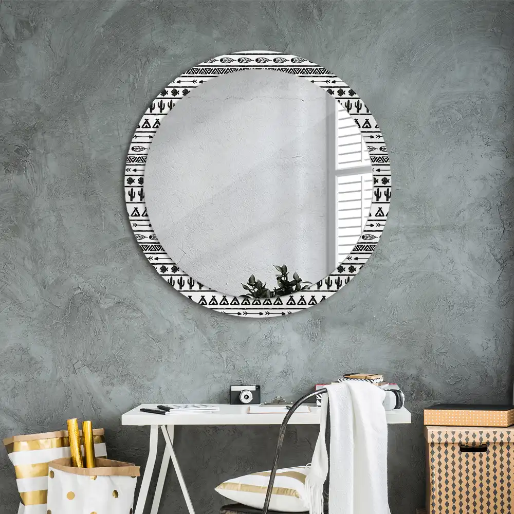 Kulaté dekorační zrcadlo na zeď minimalistické boho
